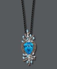 Flourishing design. Le Vian's stunning pendant necklace features large and small pear-cut blue topaz (18-9/10 ct. t.w.), rows of round-cut smokey quartz (1/5 ct. t.w.), flecks of round-cut white topaz (7/8 ct. t.w.) and a unique black silk cord. Approximate length: 18 inches. Approximate drop: 2-1/2 inches. Flourishing design. Le Vian's stunning pendant necklace features large and small pear-cut blue topaz (18-9/10 ct. t.w.), rows of round-cut smokey quartz (1/5 ct. t.w.), flecks of round-cut white topaz (7/8 ct. t.w.) and a unique black silk cord. Approximate length: 18 inches. Approximate drop: 2-1/2 inches.