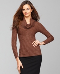 A sparkling metallic knit makes a classic INC cowlneck sweater look festive and fun, just right for a holiday party or evening out! A sparkling metallic knit makes a classic INC cowlneck sweater look festive and fun, just right for a holiday party or evening out!