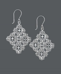 Lightweight and airy, these diamond-shaped filigree drops are an effortless, everyday accessory. Unwritten earrings crafted in sterling silver. Approximate drop: 1-3/4 inches. Lightweight and airy, these diamond-shaped filigree drops are an effortless, everyday accessory. Unwritten earrings crafted in sterling silver. Approximate drop: 1-3/4 inches.