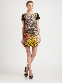 This strikingly exotic shift is emblazoned with a photo-realistic cheetah graphic.Jewel necklineShort sleevesConcealed back zipAbout 18 from natural waist90% polyester/10% spandexDry cleanMade in Italy of imported fabricModel shown is 5'9½ (176cm) wearing US size 4. This strikingly exotic shift is emblazoned with a photo-realistic cheetah graphic.Jewel necklineShort sleevesConcealed back zipAbout 18 from natural waist90% polyester/10% spandexDry cleanMade in Italy of imported fabricModel shown is 5'9½ (176cm) wearing US size 4.