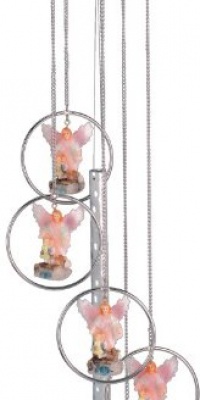Wind Chime 5-Ring Polyresin Charm Guardian Angel Hang Porch Decoration