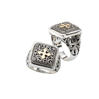 925 Silver Square Celtic Cross Ring with 18k Gold Accents- Sizes 6-8 925 Silver Square Celtic Cross Ring with 18k Gold Accents- Sizes 6-8