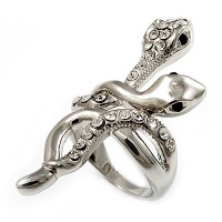 Diamante Rhodium Plated Swirl Snake Ring Diamante Rhodium Plated Swirl Snake Ring