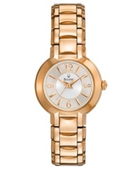 Rosy warmth lends casual sophistication to this darling timepiece from Bulova. Rosy warmth lends casual sophistication to this darling timepiece from Bulova.