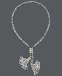 Take on the latest tassel trend. This modern style features a chic two tone setting in 14k gold and sterling silver. Approximate length: 18 inches. Approximate drop lengths: 3-1/4 inches and 2-1/2 inches. Take on the latest tassel trend. This modern style features a chic two tone setting in 14k gold and sterling silver. Approximate length: 18 inches. Approximate drop lengths: 3-1/4 inches and 2-1/2 inches.