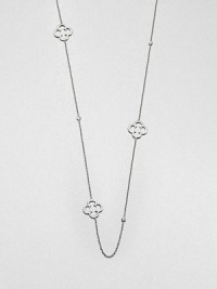 From the Soho Collection. A delicate sterling silver link chain accented with clover and white sapphire stations. Sterling silverWhite sapphiresLength, about 48Slip-on styleImported From the Soho Collection. A delicate sterling silver link chain accented with clover and white sapphire stations. Sterling silverWhite sapphiresLength, about 48Slip-on styleImported