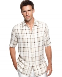 Plaid gets a proper upgrade with this silk-blend shirt from Tasso Elba. Plaid gets a proper upgrade with this silk-blend shirt from Tasso Elba.
