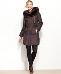 Chic and puffer coat aren't mutually exclusive: Tahari's stylish take on a winter staple features a sumptuous faux-fur hood and a refined silhouette. Chic and puffer coat aren't mutually exclusive: Tahari's stylish take on a winter staple features a sumptuous faux-fur hood and a refined silhouette.