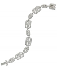 Style takes shape in this bracelet from Eliot Danori. Crafted from rhodium-plated brass, the bracelet is adorned with crystals and cubic zirconias (1/4 ct. t.w.) for a lustrous effect. Approximate length: 7-1/4 inches. Style takes shape in this bracelet from Eliot Danori. Crafted from rhodium-plated brass, the bracelet is adorned with crystals and cubic zirconias (1/4 ct. t.w.) for a lustrous effect. Approximate length: 7-1/4 inches.