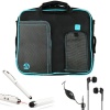 AQUA Trim BLACK Pindar Durable Water-Resistant Nylon Protective Carrying Case Messenger Shoulder Bag For The New Apple iPad 3 (2nd/3rd Generation 16GB 32GB 64GB Compatible with All Versions) + Crystal Clear High Quality HD Noise Filter Ear buds Earphones 