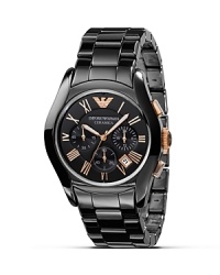A handsome watch with a classic look and feel, updated with a rose gold accents, 3-eye analog display and sleek ceramic strap. A handsome watch with a classic look and feel, updated with a rose gold accents, 3-eye analog display and sleek ceramic strap.