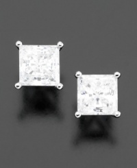 Bold and beautiful. Princess-cut cubic zirconia earrings (2 ct. t.w.) by CRISLU set in sterling silver finished in platinum. Bold and beautiful. Princess-cut cubic zirconia earrings (2 ct. t.w.) by CRISLU set in sterling silver finished in platinum.