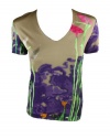 Piazza Sempione womens printed v-neck calla lily top