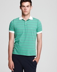 This Is Not A Polo Shirt By Band of Outsiders pushes the envelope with this deft and ironic stripe design, featuring inside out details like exposed seams and a stitched pocket for a unique take on contemporary fashion. This Is Not A Polo Shirt By Band of Outsiders pushes the envelope with this deft and ironic stripe design, featuring inside out details like exposed seams and a stitched pocket for a unique take on contemporary fashion.