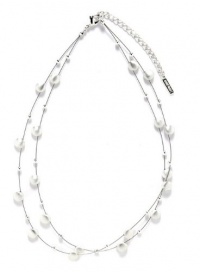 Nine West Two Row Silver Tone Beaded Necklace Nine West Two Row Silver Tone Beaded Necklace