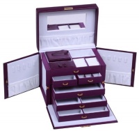 SHINING IMAGE LARGE PURPLE LEATHER JEWELRY BOX / CASE / STORAGE / ORGANIZER WITH TRAVEL CASE AND LOCK SHINING IMAGE LARGE PURPLE LEATHER JEWELRY BOX / CASE / STORAGE / ORGANIZER WITH TRAVEL CASE AND LOCK