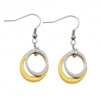 Gold and Silver Tone Dangle Stainless Steel Cirlce Earrings Gold and Silver Tone Dangle Stainless Steel Cirlce Earrings