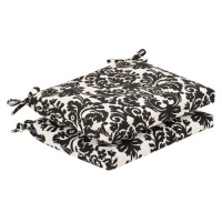 Pillow Perfect Indoor/Outdoor Black/Beige Damask Seat Cushion, Squared, 2-Pack Pillow Perfect Indoor/Outdoor Black/Beige Damask Seat Cushion, Squared, 2-Pack