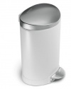 simplehuman 6-Liter /1.6-Gallon Mini Semi-Round Step Trash Can, White Steel