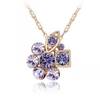 Blue Chip Unlimited - Chic Shades of Purple Geometric Cluster Rose Gold Pendant w/ 18in 18K RGP Chain Necklace Fashion Jewelry Blue Chip Unlimited - Chic Shades of Purple Geometric Cluster Rose Gold Pendant w/ 18in 18K RGP Chain Necklace Fashion Jewelry