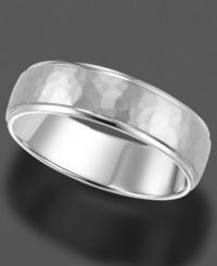 A timeless ring in 14k white gold, featuring engraving and a subtle, mottled texture. (Size 4-8) A timeless ring in 14k white gold, featuring engraving and a subtle, mottled texture. (Size 4-8)