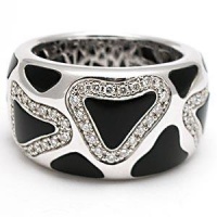 Roberto Coin Panda Onyx Diamond Cocktail Ring Solid 18k White Gold Roberto Coin Panda Onyx Diamond Cocktail Ring Solid 18k White Gold