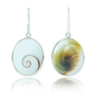 Shiva's eyes Swirl Shell Earrings, Sterling Silver Hook Earrings Shiva's eyes Swirl Shell Earrings, Sterling Silver Hook Earrings