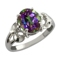 2.30 Ct Oval Green Mystic Topaz Sterling Silver Ring 2.30 Ct Oval Green Mystic Topaz Sterling Silver Ring