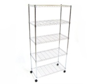 Seville Classics SHE14305 Home Style Mobile 5-Shelf Storage System, Chrome Seville Classics SHE14305 Home Style Mobile 5-Shelf Storage System, Chrome