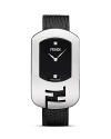 This fashionable timepiece from Fendi features a diamond-accented dial and a black lizard grain leather strap.