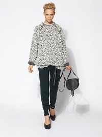 Soft wool jersey, knit with an abstracted floral pattern and finished with a drawstring hemline.Jewel necklineLong raglan sleevesDrawstring hemlineWoolDry cleanMade in Italy of imported fabricModel shown is 5'9½ (176cm) wearing US size Small. Soft wool jersey, knit with an abstracted floral pattern and finished with a drawstring hemline.Jewel necklineLong raglan sleevesDrawstring hemlineWoolDry cleanMade in Italy of imported fabricModel shown is 5'9½ (176cm) wearing US size Small.