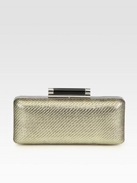 Sparkle with this stunningly shiny, textured metallic leather design.Concealable shoulder strap, 21 dropTop clasp closureOne inside open pocketFully lined8W X 3¼H X 1½DImported Sparkle with this stunningly shiny, textured metallic leather design.Concealable shoulder strap, 21 dropTop clasp closureOne inside open pocketFully lined8W X 3¼H X 1½DImported