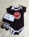 Jordan Baby 0-6 Months Bodysuits,Booties and Cap With Jordan Logo 3 PCS Set