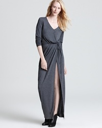 In draped jersey, this Thakoon Addition maxi dips at the neckline and flaunts a climbing slit at the skirt for an alluring look spiked with modern edge. In draped jersey, this Thakoon Addition maxi dips at the neckline and flaunts a climbing slit at the skirt for an alluring look spiked with modern edge.