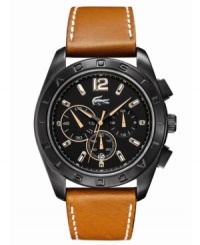 Casual style from the Panama collection by Lacoste with rich leather and structured steel -- the ideal chronograph timepiece. Casual style from the Panama collection by Lacoste with rich leather and structured steel -- the ideal chronograph timepiece.