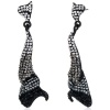 Twinkling Curves Jet Black Hematite and Clear Swarovski Crystal Dangle Earrings