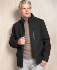 When everyone is hiding from the cold and the rain, brave the elements in style in this waterproof wool Iconic jacket from T Tech by Tumi. When everyone is hiding from the cold and the rain, brave the elements in style in this waterproof wool Iconic jacket from T Tech by Tumi.