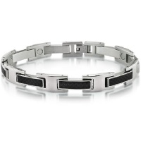 Mens Stainless Steel and Carbon Fiber Magnetic Bracelet 8 3/4 inch Mens Stainless Steel and Carbon Fiber Magnetic Bracelet 8 3/4 inch