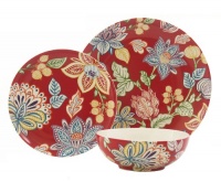 222 FIFTH Koson 12-Piece Round Dinnerware Set, Red, Service for 4 222 FIFTH Koson 12-Piece Round Dinnerware Set, Red, Service for 4