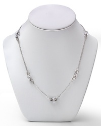 Crafted of platinum plated sterling silver and colored crystal stations, this delicate chain necklace from Crislu embodies refined elegance. Wear this checkerboard piece to make a sophisticated move. Crafted of platinum plated sterling silver and colored crystal stations, this delicate chain necklace from Crislu embodies refined elegance. Wear this checkerboard piece to make a sophisticated move.