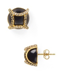 Pared down yet elegant, this pair of stone button earrings from Judith Jack is a jewel box staple dressed up with 14-karat gold plate and crystal detailing. Pared down yet elegant, this pair of stone button earrings from Judith Jack is a jewel box staple dressed up with 14-karat gold plate and crystal detailing.