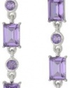 Judith Ripka Candy Triple Baguette Hanging Purple Drop Earrings