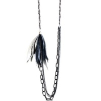 Black and White Feather Chain Necklace, 36 Inches Long, CLEARANCE PRICED, LIMITED QUANTITY AVAILABLE Black and White Feather Chain Necklace, 36 Inches Long, CLEARANCE PRICED, LIMITED QUANTITY AVAILABLE