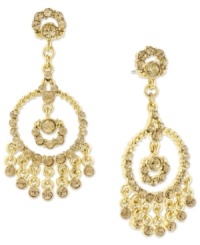 With a beautiful rainfall of glass topaz accents, these chandelier earrings from 2028 add elegance in waves. Crafted in gold tone mixed metal. Approximate drop: 2-3/4 inches. Approximate width: 1-1/4 inches. With a beautiful rainfall of glass topaz accents, these chandelier earrings from 2028 add elegance in waves. Crafted in gold tone mixed metal. Approximate drop: 2-3/4 inches. Approximate width: 1-1/4 inches.