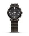 This modern Burberry chronograph watch features slick stainless steel, and a subtle, check embossed face.