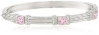 Judith Ripka Giftables 3 Cushion Stones Cubic Zirconia Pink Bangle Bracelet