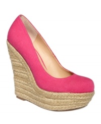 Candy-coated cuteness. In the boldest of colors with the highest of heels, the Pammyy espadrille wedges by Steve Madden are super sweet. Candy-coated cuteness. In the boldest of colors with the highest of heels, the Pammyy espadrille wedges by Steve Madden are super sweet.
