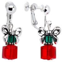 Handcrafted Holiday Present Clip On Earrings Made with SWARIVSKI ELEMENTS Handcrafted Holiday Present Clip On Earrings Made with SWARIVSKI ELEMENTS