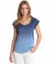 Lucky Brand Women's Dip-Dye Embroidery Tee