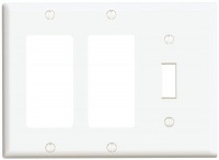 Leviton 80431-W 3-Gang 1-Toggle 2-Decora/GFCI Device Combination Wallplate, Standard Size, Thermoset, Device Mount, White Leviton 80431-W 3-Gang 1-Toggle 2-Decora/GFCI Device Combination Wallplate, Standard Size, Thermoset, Device Mount, White